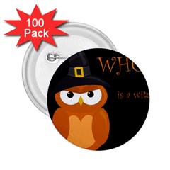 Halloween Witch - Orange Owl 2 25  Buttons (100 Pack)  by Valentinaart