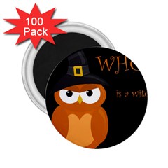 Halloween Witch - Orange Owl 2 25  Magnets (100 Pack)  by Valentinaart