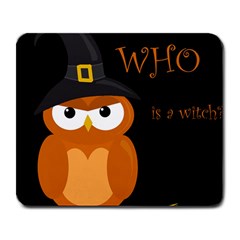 Halloween witch - orange owl Large Mousepads