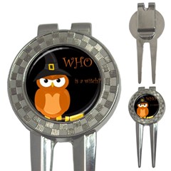 Halloween witch - orange owl 3-in-1 Golf Divots