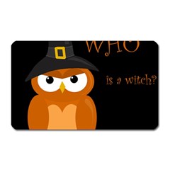 Halloween Witch - Orange Owl Magnet (rectangular) by Valentinaart