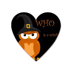 Halloween Witch - Orange Owl Heart Magnet by Valentinaart