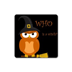 Halloween witch - orange owl Square Magnet