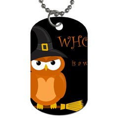 Halloween Witch - Orange Owl Dog Tag (one Side) by Valentinaart