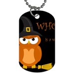 Halloween witch - orange owl Dog Tag (Two Sides) Back