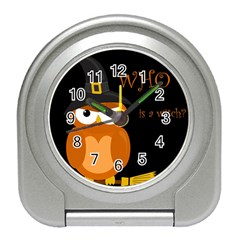 Halloween Witch - Orange Owl Travel Alarm Clocks by Valentinaart