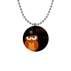 Halloween Witch - Orange Owl Button Necklaces by Valentinaart