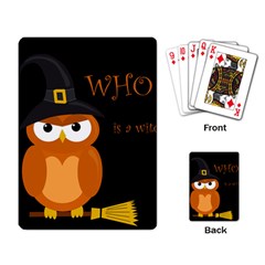 Halloween Witch - Orange Owl Playing Card by Valentinaart