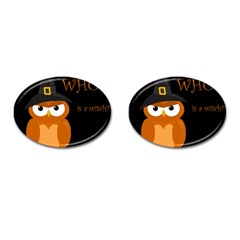 Halloween Witch - Orange Owl Cufflinks (oval) by Valentinaart