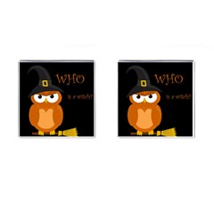 Halloween Witch - Orange Owl Cufflinks (square) by Valentinaart