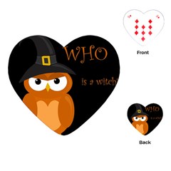 Halloween witch - orange owl Playing Cards (Heart) 