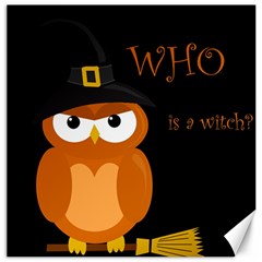 Halloween witch - orange owl Canvas 16  x 16  