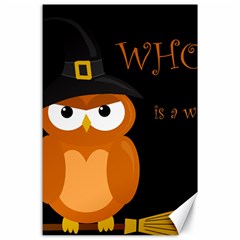 Halloween Witch - Orange Owl Canvas 24  X 36  by Valentinaart