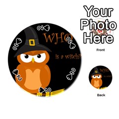 Halloween witch - orange owl Playing Cards 54 (Round) 