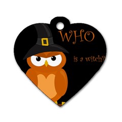 Halloween witch - orange owl Dog Tag Heart (One Side)