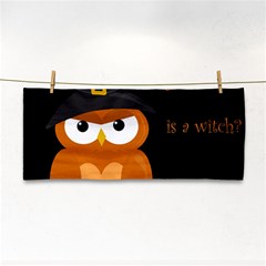 Halloween Witch - Orange Owl Hand Towel by Valentinaart