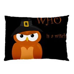 Halloween Witch - Orange Owl Pillow Case by Valentinaart