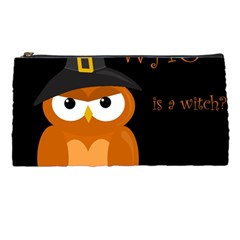 Halloween Witch - Orange Owl Pencil Cases by Valentinaart