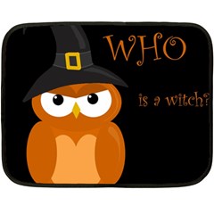 Halloween Witch - Orange Owl Double Sided Fleece Blanket (mini)  by Valentinaart