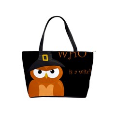 Halloween Witch - Orange Owl Shoulder Handbags by Valentinaart