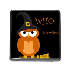 Halloween Witch - Orange Owl Memory Card Reader (square) by Valentinaart