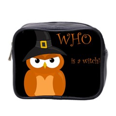 Halloween Witch - Orange Owl Mini Toiletries Bag 2-side by Valentinaart