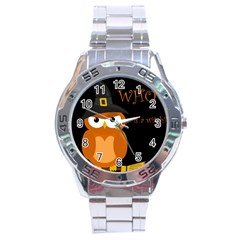 Halloween Witch - Orange Owl Stainless Steel Analogue Watch by Valentinaart