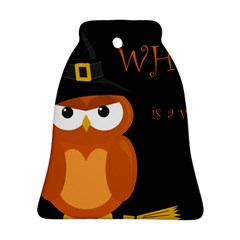 Halloween Witch - Orange Owl Ornament (bell)  by Valentinaart