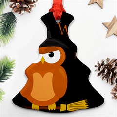 Halloween Witch - Orange Owl Christmas Tree Ornament (2 Sides) by Valentinaart