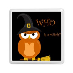 Halloween Witch - Orange Owl Memory Card Reader (square)  by Valentinaart