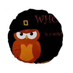 Halloween witch - orange owl Standard 15  Premium Round Cushions