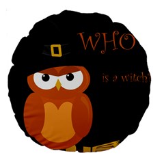 Halloween witch - orange owl Large 18  Premium Round Cushions