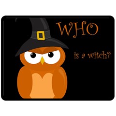 Halloween Witch - Orange Owl Double Sided Fleece Blanket (large)  by Valentinaart