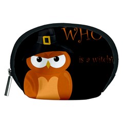 Halloween Witch - Orange Owl Accessory Pouches (medium)  by Valentinaart