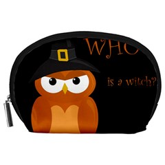 Halloween Witch - Orange Owl Accessory Pouches (large)  by Valentinaart