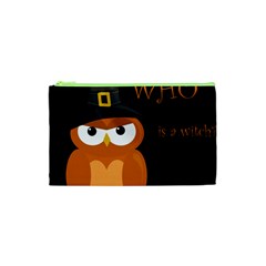 Halloween Witch - Orange Owl Cosmetic Bag (xs) by Valentinaart