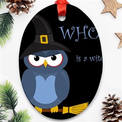 Halloween Witch - Blue Owl Ornament (oval)  by Valentinaart