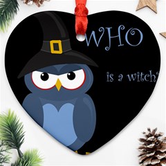 Halloween Witch - Blue Owl Ornament (heart)  by Valentinaart