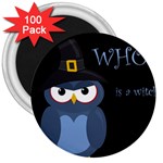 Halloween witch - blue owl 3  Magnets (100 pack) Front