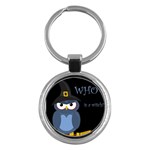 Halloween witch - blue owl Key Chains (Round)  Front