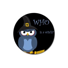 Halloween Witch - Blue Owl Magnet 3  (round) by Valentinaart