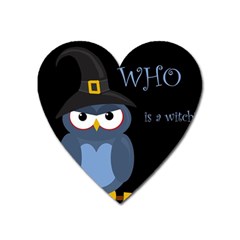 Halloween Witch - Blue Owl Heart Magnet by Valentinaart