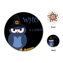 Halloween Witch - Blue Owl Playing Cards (round)  by Valentinaart