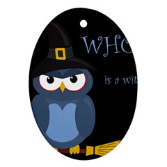 Halloween Witch - Blue Owl Oval Ornament (two Sides) by Valentinaart