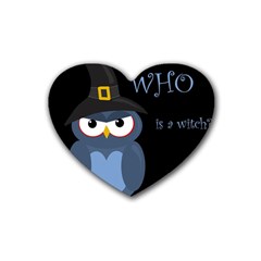 Halloween Witch - Blue Owl Heart Coaster (4 Pack)  by Valentinaart