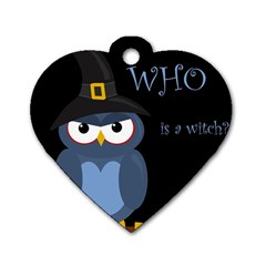 Halloween Witch - Blue Owl Dog Tag Heart (two Sides) by Valentinaart