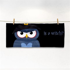 Halloween Witch - Blue Owl Hand Towel by Valentinaart