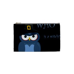 Halloween Witch - Blue Owl Cosmetic Bag (small)  by Valentinaart