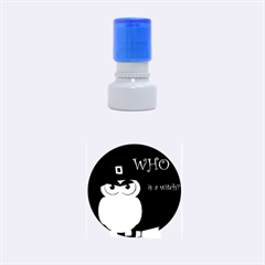 Halloween Witch - Blue Owl Rubber Round Stamps (small) by Valentinaart