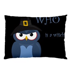 Halloween Witch - Blue Owl Pillow Case (two Sides) by Valentinaart